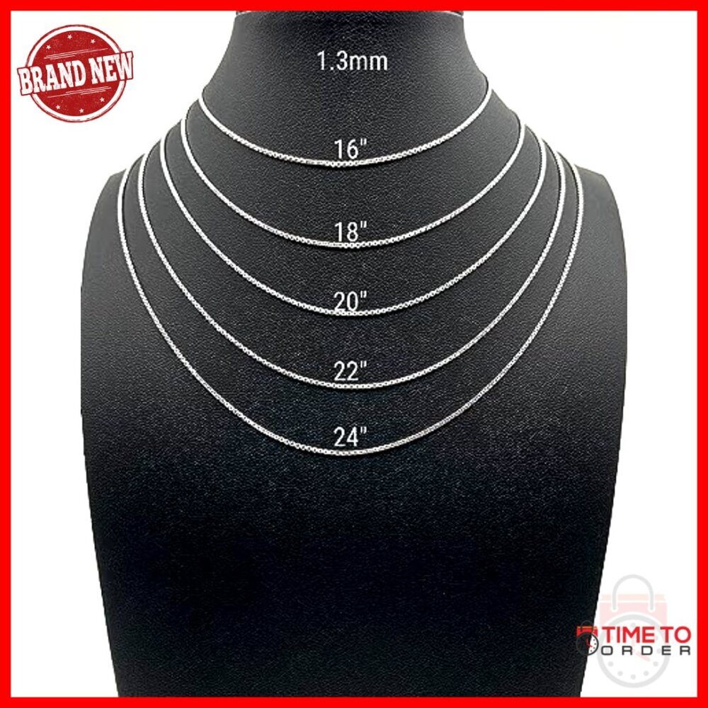14K Gold Round Box Chain Necklace, Lobster Clasp, 1.3mm-3.4mm, 16-24 Inch - Picture 5 of 7